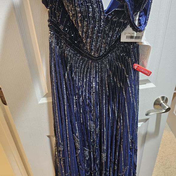 Mac Duggal Navy Silver Sequin Gown NWT Size 10 | Formal Prom Pageant Evening Dre - Picture 8 of 14